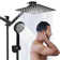 Shower Head Combo 12Inch High Pressure Rain Shower Head with 11 Inch Adjustable Extension Arm and 3 Settings Handheld Shower Head Combo with Long Hose
