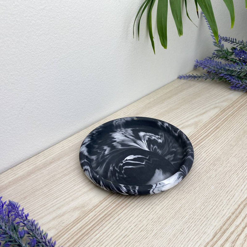 Round Trinket Tray Dish, Black