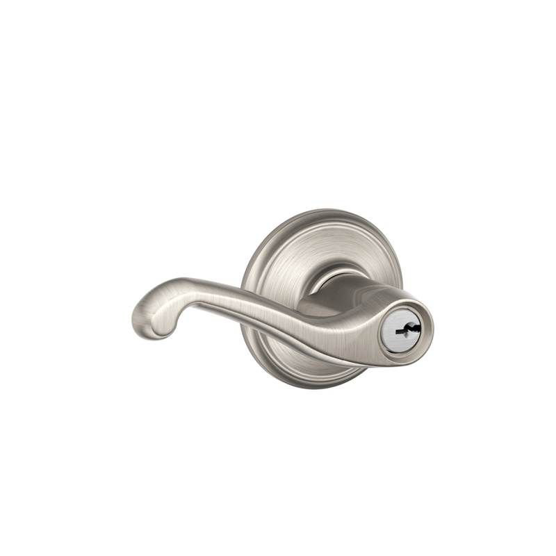 Flair Lever Single Cylinder Keyed Entry Storeroom Lock, Left Hand, Satin Nickel