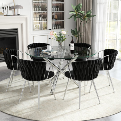 47in Round Glass Dining Set