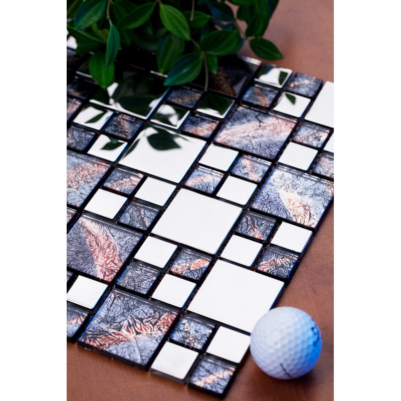 Rousha Glossy Tile, Purple/Silver