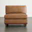 Laima 35"W Overstuffed Feather-Blend Faux Leather Armless Chair With Solid Wood Legs