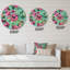 Fuchia fleurs sur vert VIntage - Horloge murale traditionnelle-60186686