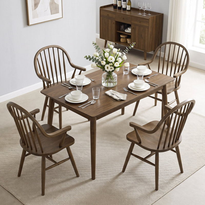 Chaises de salle à manger en bois massif avec accoudoirs de 24 po de large Hughes Hughes, Brun