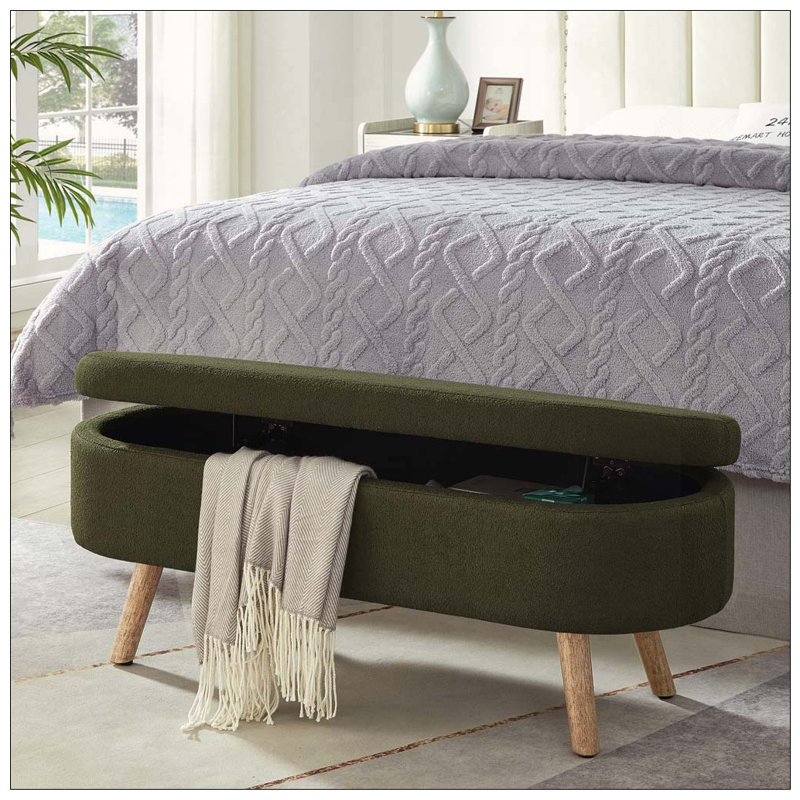 Banc de rangement avec repose-pieds ovale, Dark Green