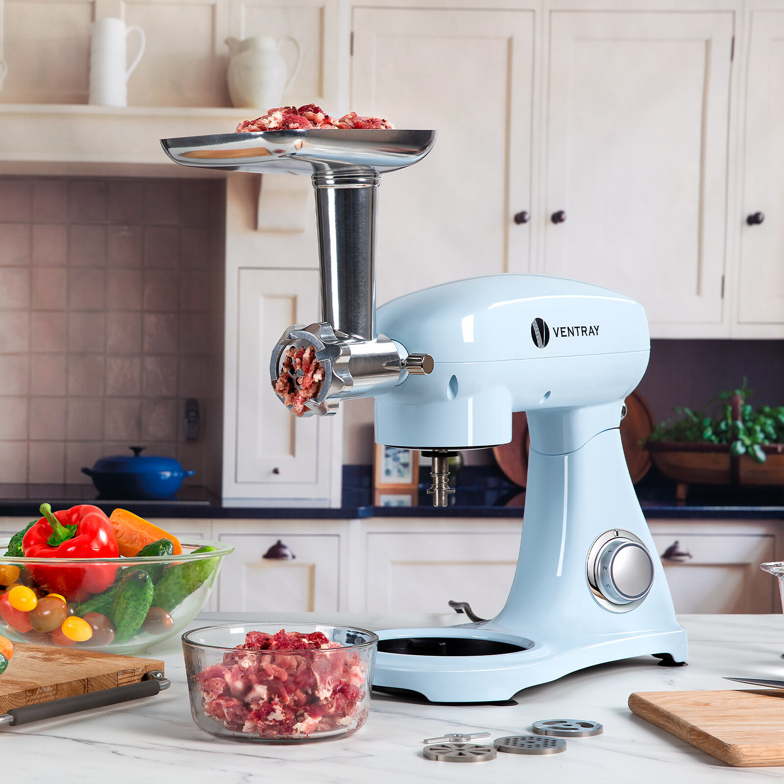 Metal Food Grinder Attachment for KitchenAid Stand Mixers, Kitchen aid Meat  Grinder Included 3 Sausage Stuffer Tubes, 4 Grinding Plates, 2 Grinding  Blades, Kubbe Meat Processor Accessories (does not include kitchenaid stand