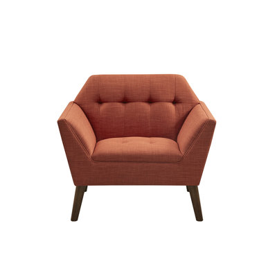 Fauteuil Mid-Century moderne avec capitonnage à boutons, pour un confort accru, pieds en bois de pacanier massif, l 37 po x P 29,5 po H 31,5 po, fauteuil de détente Mid-Century