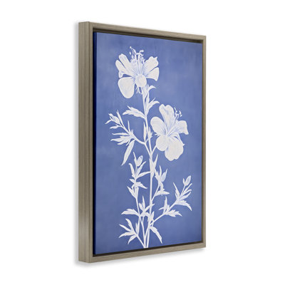 «Blue Cerulean Florals», toile flottante encadrée par Petals Prints Design
