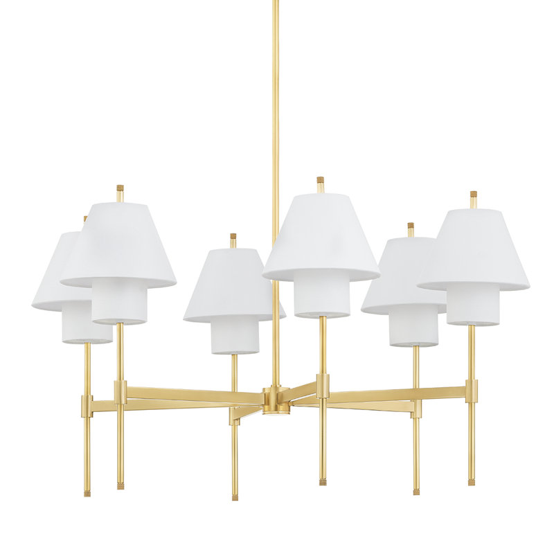 GLENMOORE 6 LIGHT CHANDELIER, Aged Brass