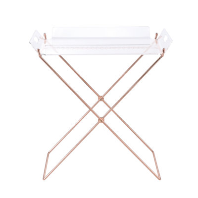 Table-plateau moderne moderne en cuivre transparent avec un design polyvalent à des fins décoratives