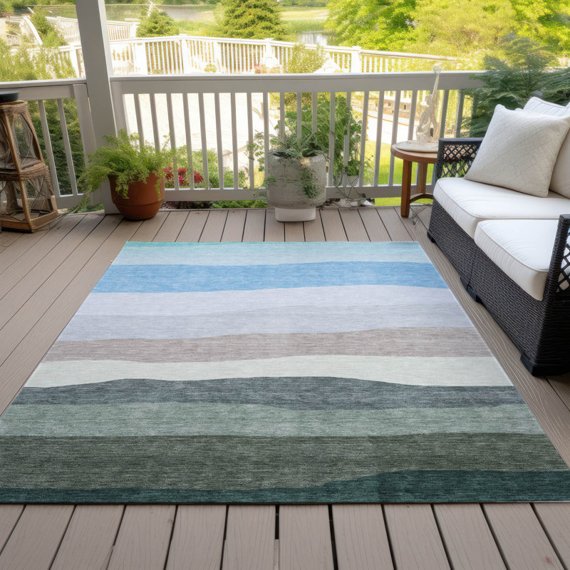 Tapis vert intérieur / extérieur lavable à la machine Xhevrie, Rectangle 10 pi x 14 pi