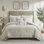 Édredon très grand taupe, 100% coton avec broderie en chenille séduisante et 2 taies décoratives de couleur taupe, artistique