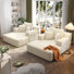 Ensemble 2 pièces de chaise longue en velours côtelé désossé, canapé-lit convertible avec poches latérales - aucun assemblage requis