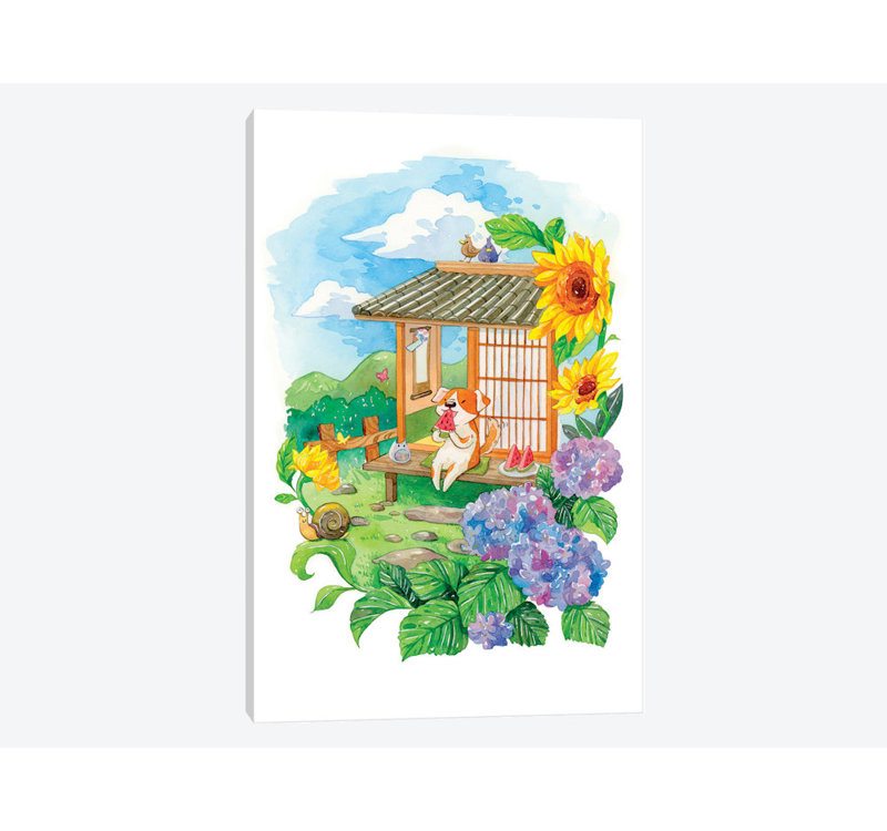 « summer jardin », impression sur toile, H 40 po x l 26 po x P 1,5 po, Toile tendue, Pas de tapis