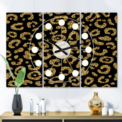 Horloge murale surdimensionnée en fourrure de leopard Mid-Century
