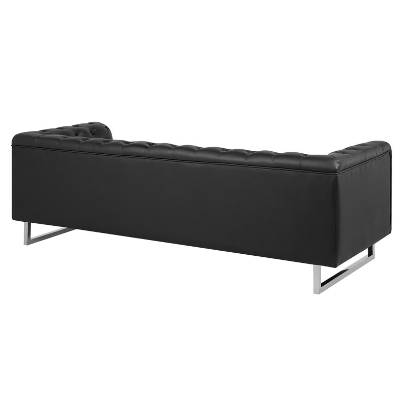 Mellal 2 Seater Faux Leather Sofa, Black