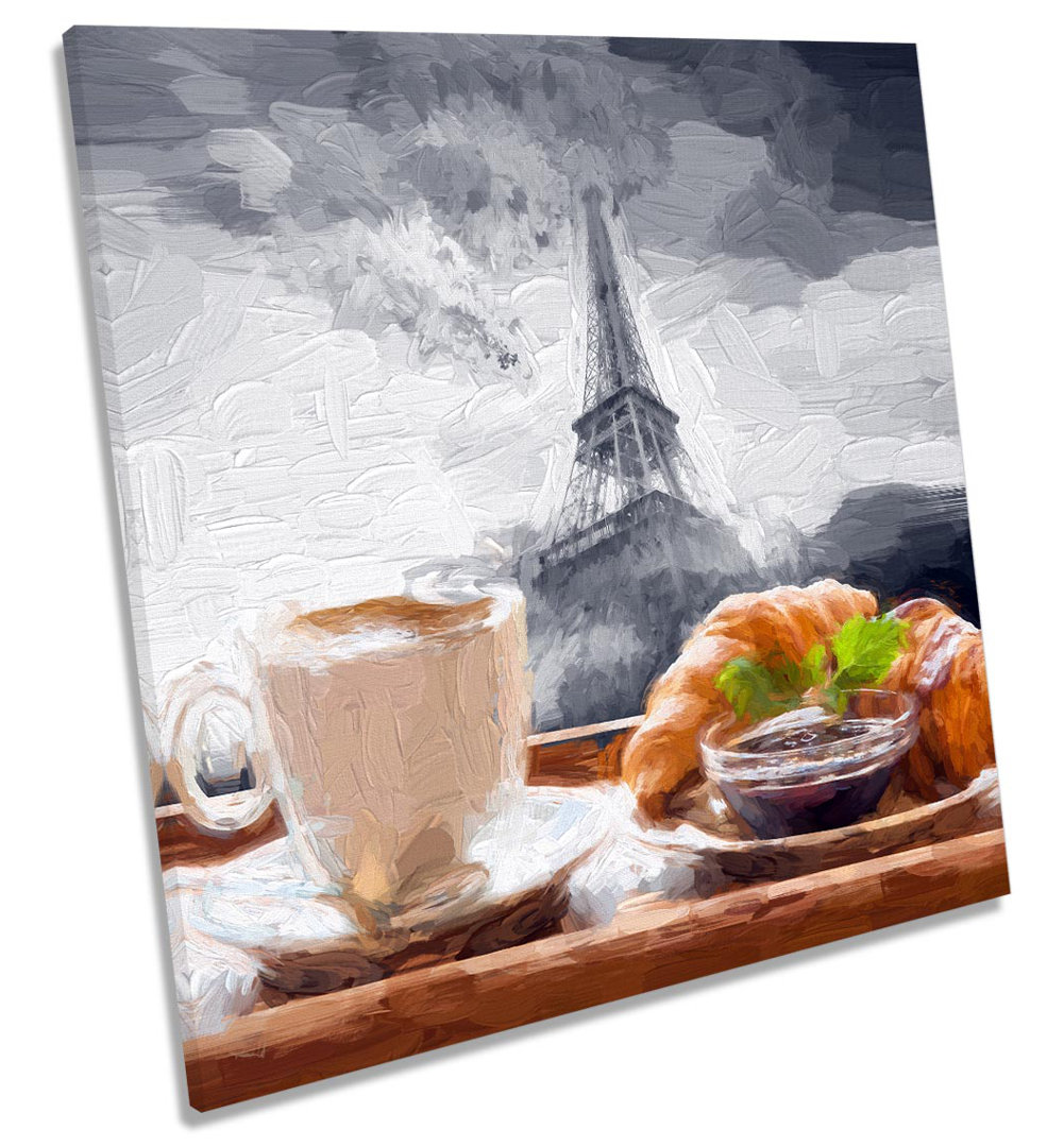 Z1631 Coffee Eiffel Tower Café - Wrapped Canvas Painting