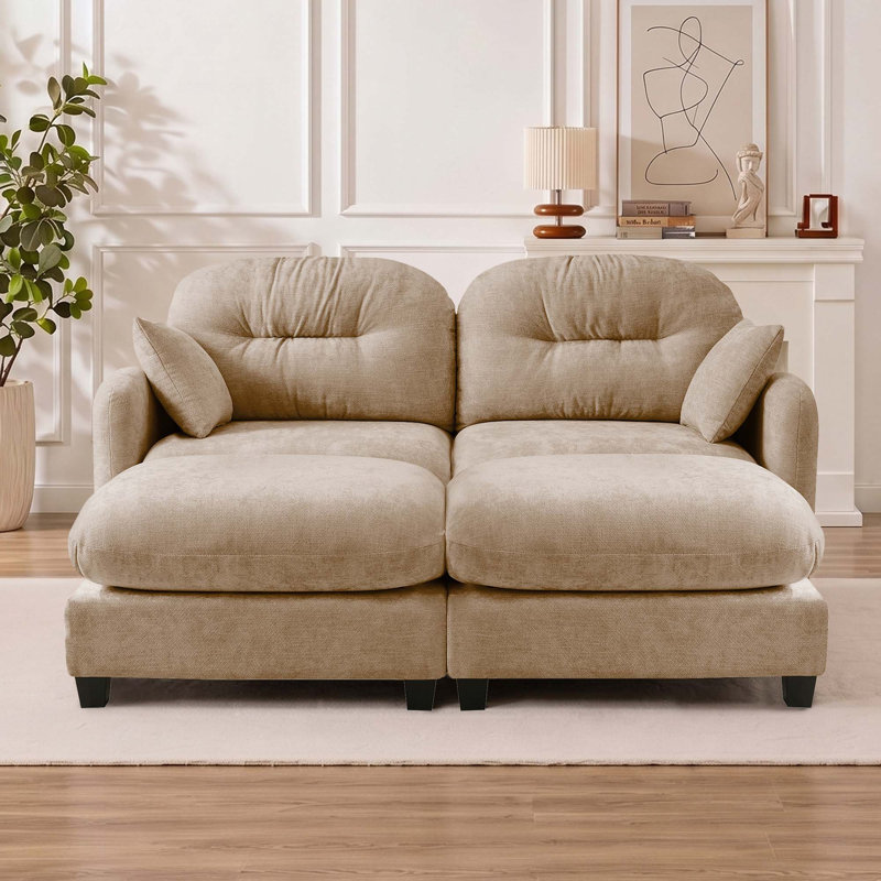 Canapé modulaire modulaire avec 2 repose-pieds avec tissu ergonomique en chenille de qualité supérieure et combinaisons flexibles