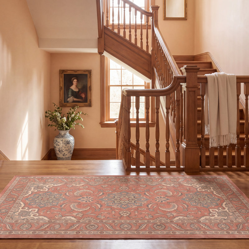 Tapis Tidal traditionnel audacieux de style persan, orange, ivoire, or, vert et gris, lavable à la machine, antidérapant, à poils courts, pour l'intérieur et l'extérieur, adapté aux animaux domestiques, idéal pour le salon, la chambre, la salle à manger, l'entrée, le couloir ou le bureau.