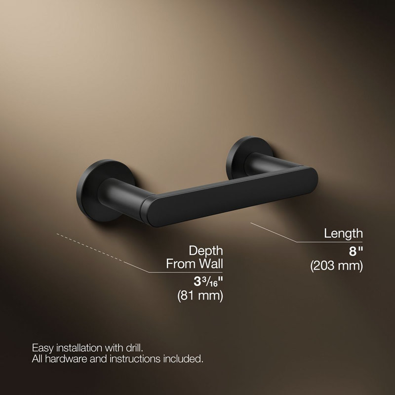 Wall Mount Toilet Paper Holder, Matte Black