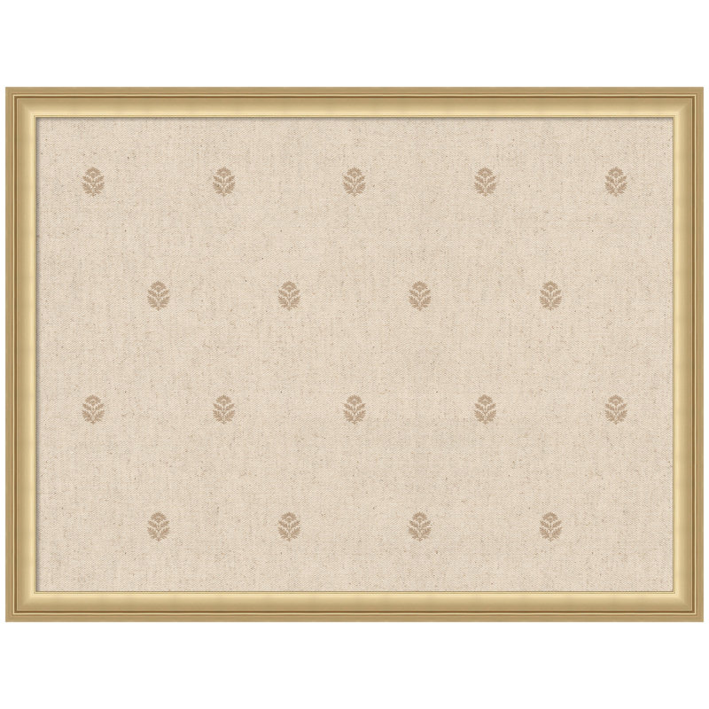 Babillard en tissu imprimé en lin avec imprimé de blocs botaniques beiges Kate et Laurel, H 20 po x l 26 po, Beige, Gold