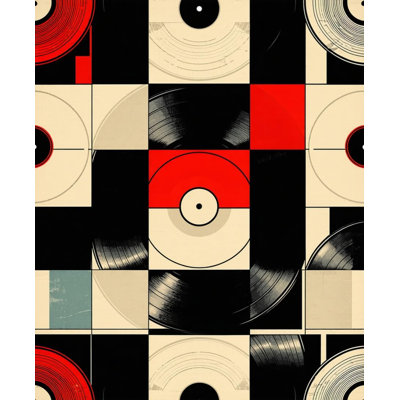 Ultra Soft Area Rug, Non Slip, Stain Resistant, Washable Area Rugs for Living Room, Bedroom, Retro Vinyl Record Artistry(Black)