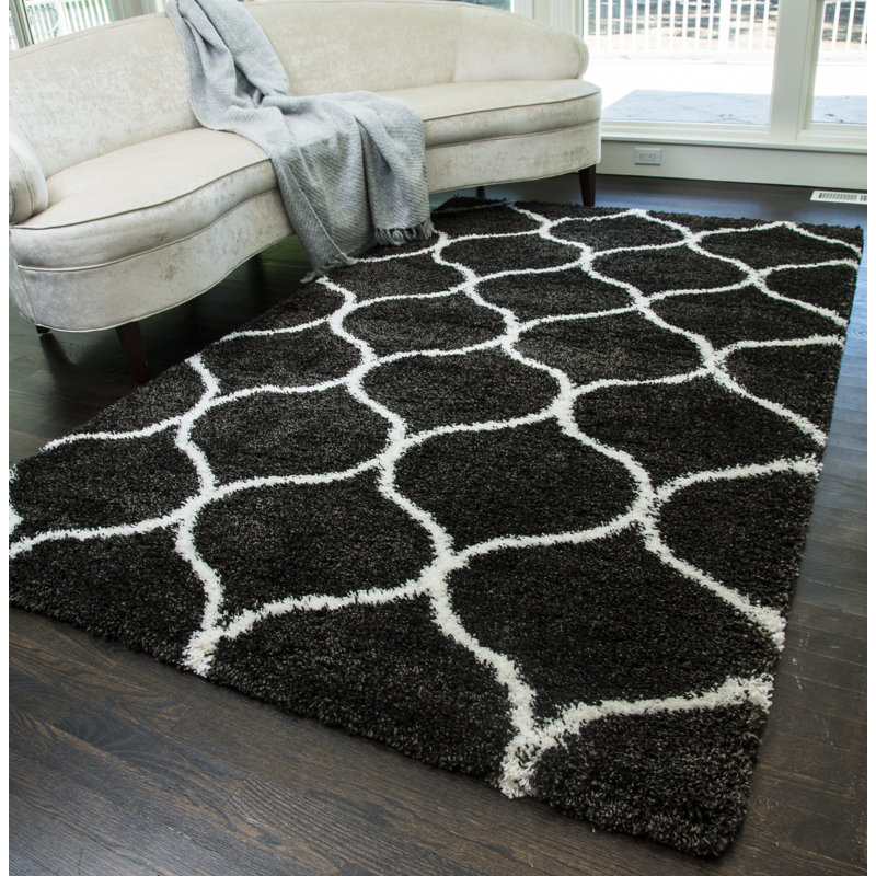 Tapis gris anthracite Feather, 8 pi x 10 pi