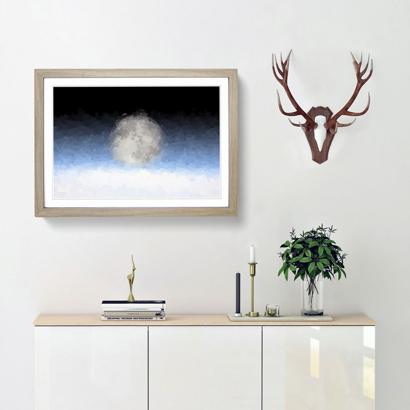 The Moon Above in Abstract - Picture Frame Graphic Art Print, Oak Framed, 27cm H x 36cm W x 2cm D