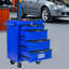 4, coffre à outils multifonctionnel, boîte en métal, glissières à roulement, serrure à clé, armoire à coffre en acier 20 po 4 po, finition noire et bleue, tiroir 4 roues universelles 2 verrouillables, poignée à tirer pour l'utilisateur-1523301942