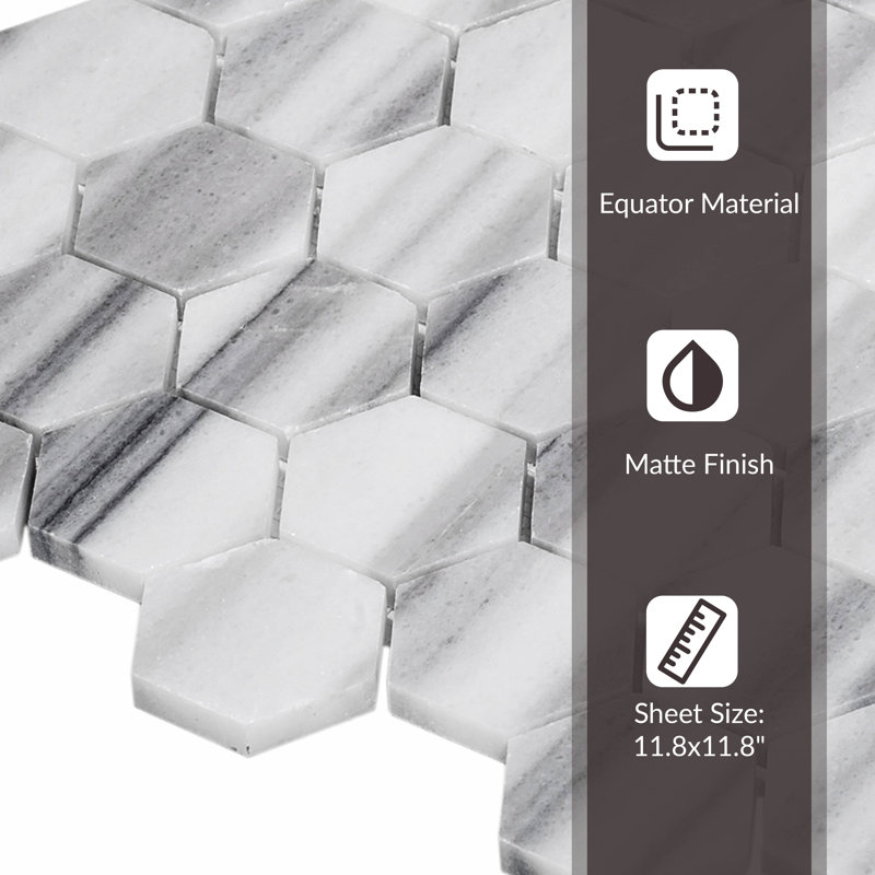 11.8" x 11.8" Natural Stone Honeycomb Mosaic Wall & Floor Tile, White