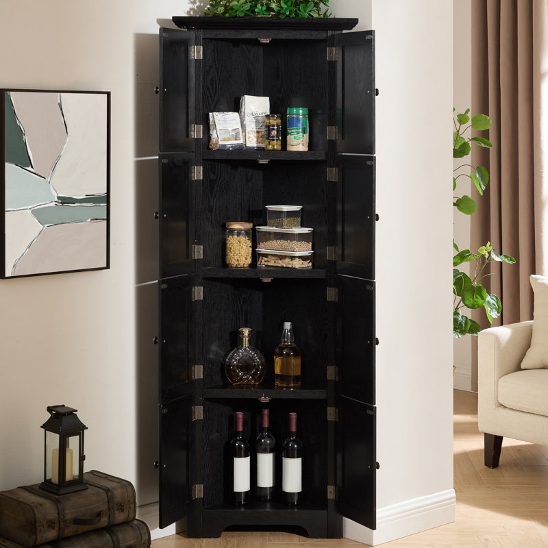 Armoire de rangement en coin 72 ", Noir