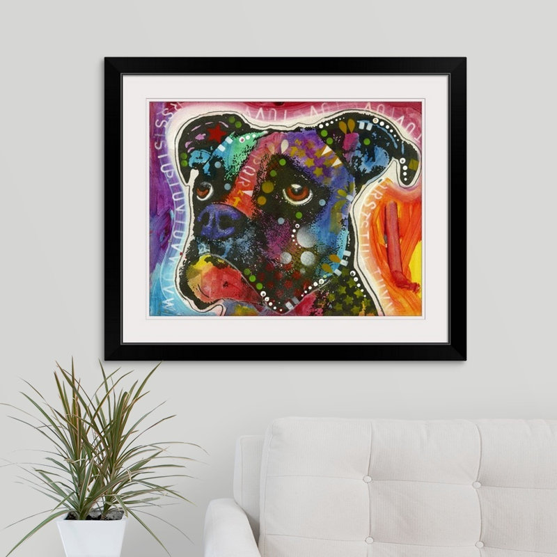 «Dog Art 29» par Dean Russo - impression, H 27 po x l 32 po x P 1 po, Cadre noir