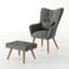 Georgia Upholstered Wingback Chair with Footstool-38292114