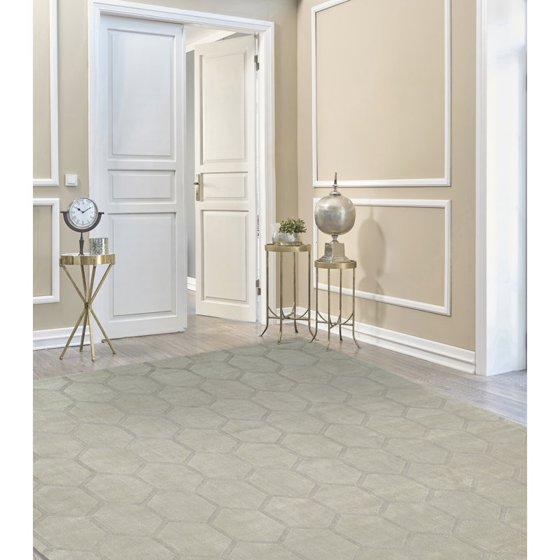 Tapis géométrique tissé à la main beige, Tapis de couloir beige
