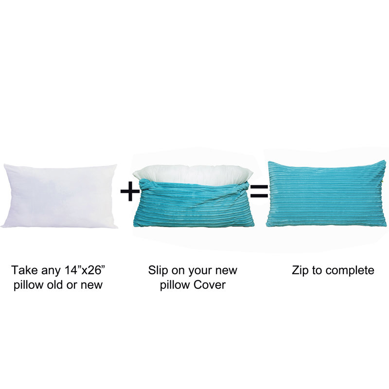 Housse de coussin rectangulaire en flanelle nervurée, Bleu baltique