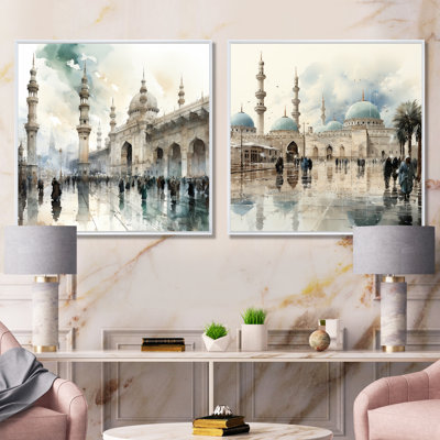 Ensemble de 2 mosquées blanches et bleues