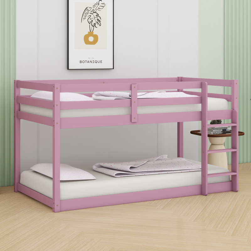 Floor Bunk Bed With Ladder, Pink