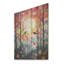 Motif botanique floral rose avec oiseau bleu II - impression sur bois-426346853