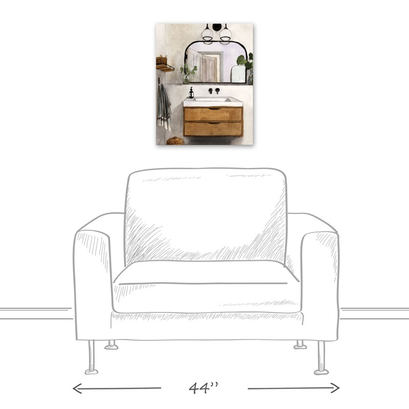 Salle de bain moderne sur toile, H 20 po x l 16 po x P 1,25 po