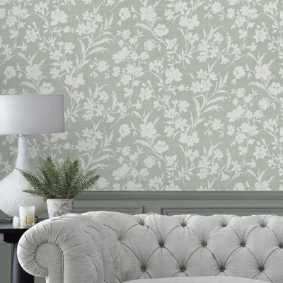 Laura Ashley Rye Midnight Seaspray Blue Removable Wallpaper