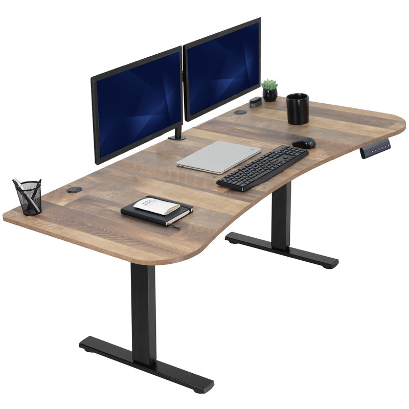 Electric 63” X 32” Standup Desk, Reclaimed Wood, Black