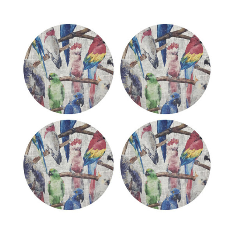 Sous-verres ronds en cuir Cockatoo Fantasia