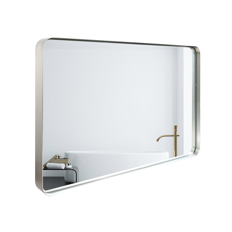 Miroir de salle de bain mural 40x30inch en argent - Verre HD, rouille, matériau, installation pratique avec drainage automatique fini, réflexion claire, installation