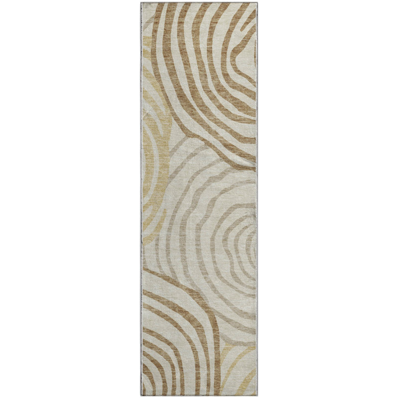 Tapis doré Prisco lavable à la machine de qualité supérieure, Tapis de couloir 2 pi 3 po x 7 pi 6 po