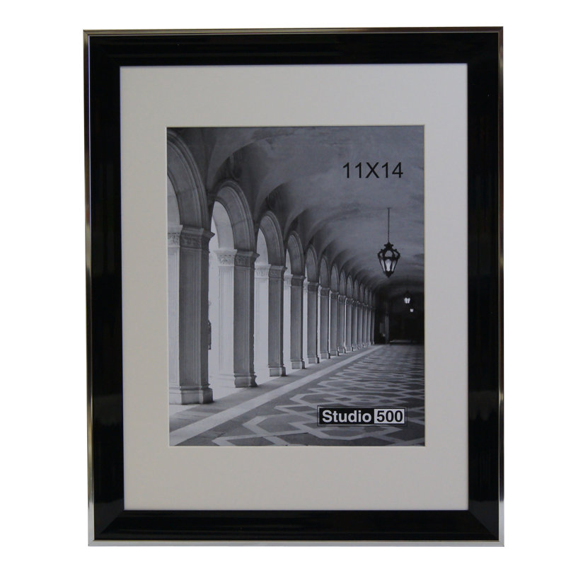 Cadre photo en biseau moderne chic, 14 po x 11 po, Noir