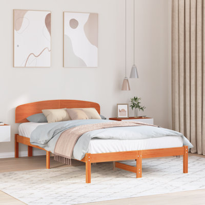 Vidaxl Bed Frame With Headboard Solid Pine Wood