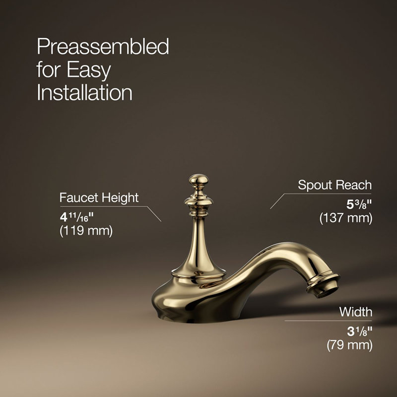 Artifacts Widespread Faucet Bathroom Sink with Drain Assembly, Gold