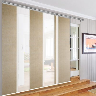 7-Panel Single Rail Panel Track Extendable 110"-153" W x 94"H, Panel width 23.5", Winter, Marisol