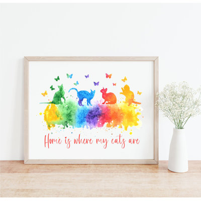 Home Is Where My Cats Are Watercolour - Print on Plastic / Acrylic