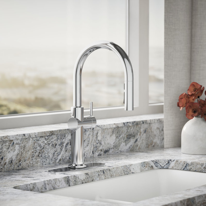 Crue Touchless Pull-Down Kitchen Sink Faucet with Three-Function Sprayhead, Polished Chrome